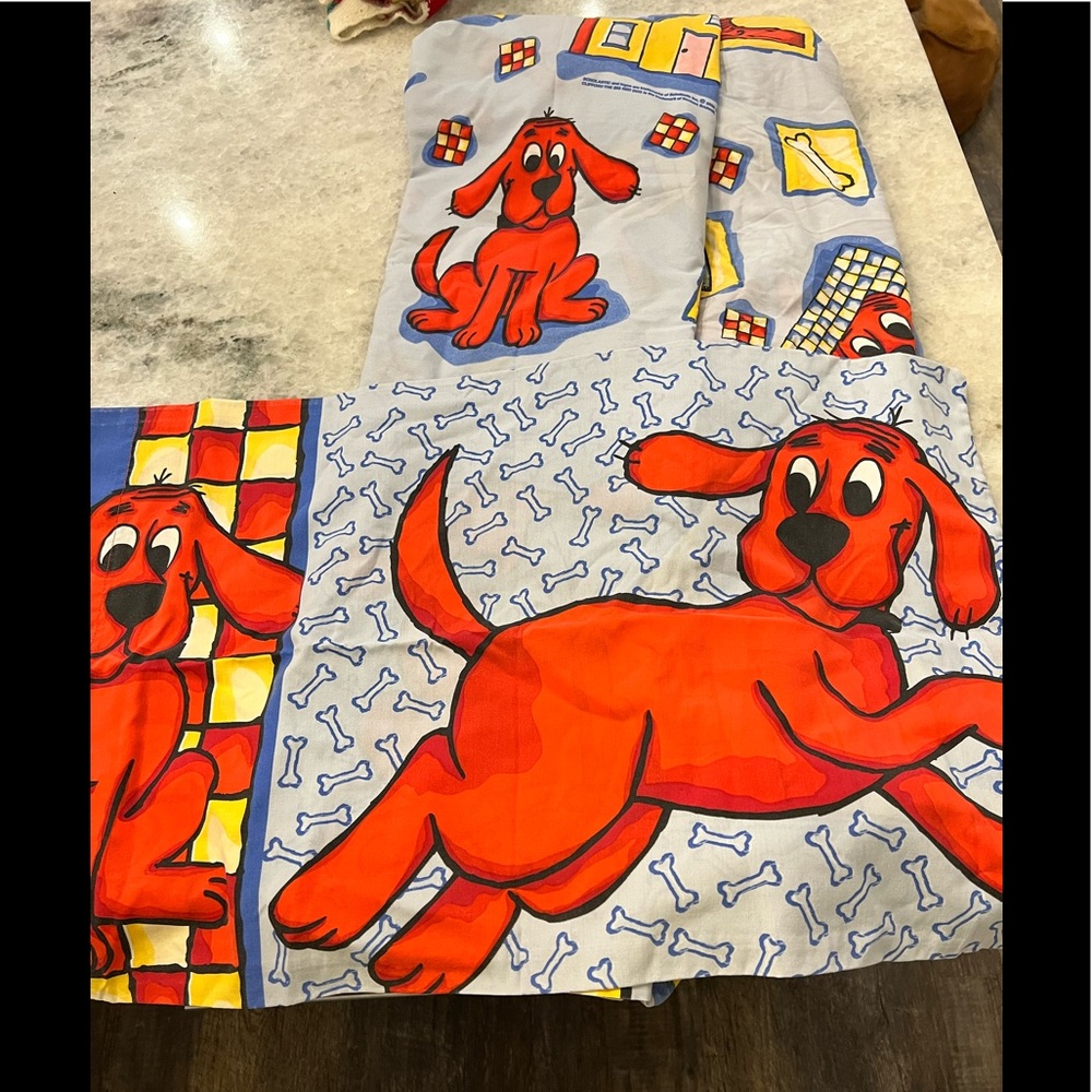 Vintage Rare Kids Clifford the Big Red Dog Twin Sheet Set with Pillow Case
